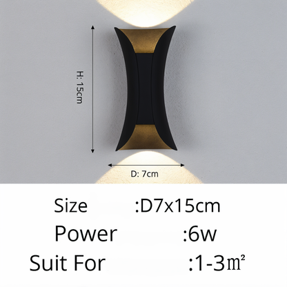 Zewnętrzna lampa ścienna LED góra-dół czarno-złota