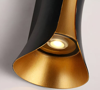 Zewnętrzna lampa ścienna LED góra-dół czarno-złota