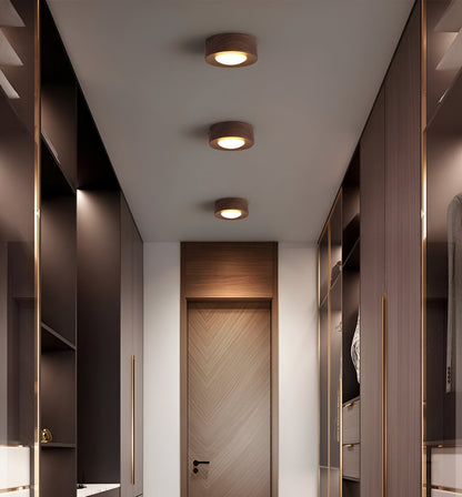 Drewniana lampa sufitowa LED punktowa orzechowa