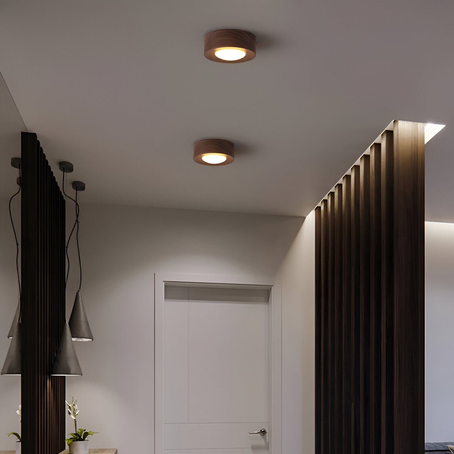 Drewniana lampa sufitowa LED punktowa orzechowa