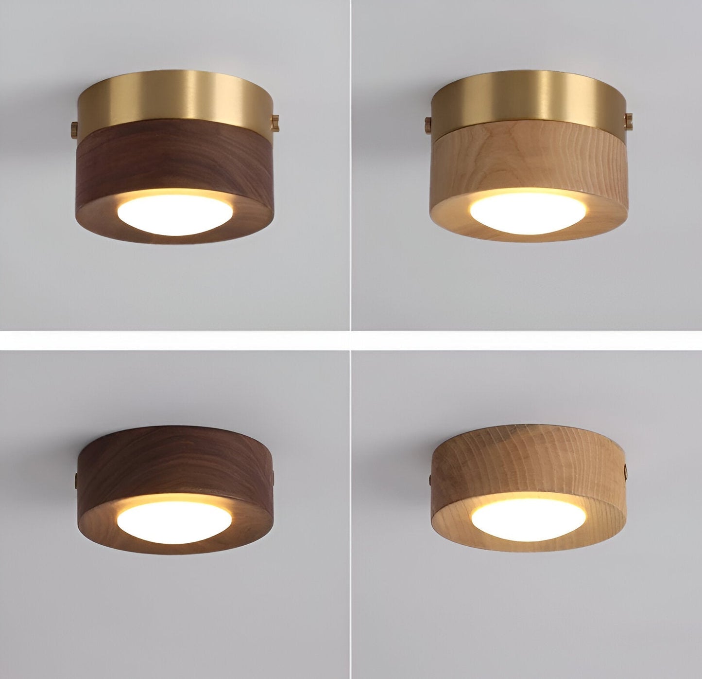 Drewniana lampa sufitowa LED punktowa orzechowa