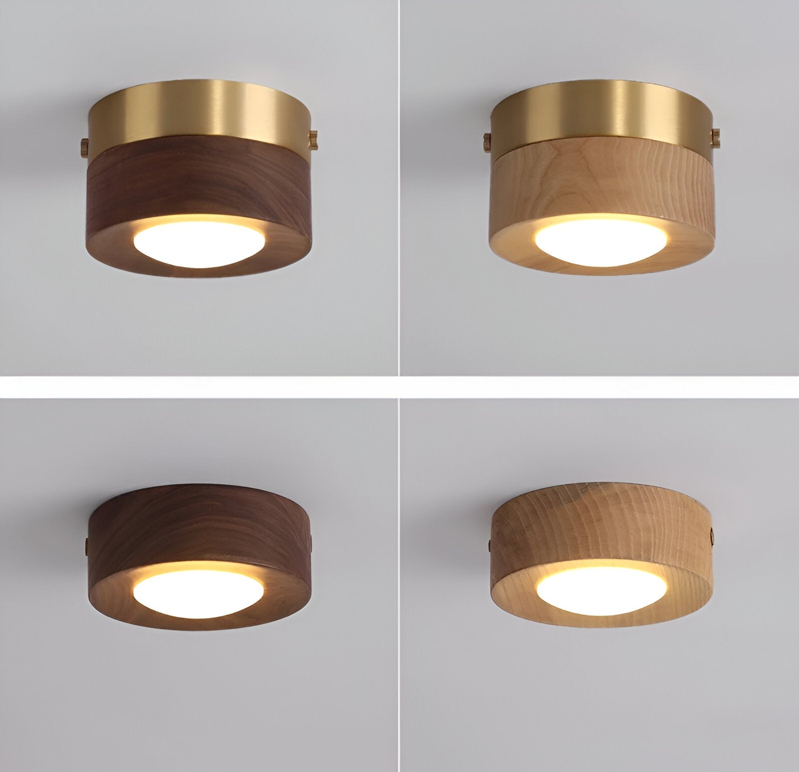 Drewniana lampa sufitowa LED punktowa orzechowa