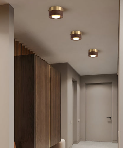 Drewniana lampa sufitowa LED punktowa orzechowa
