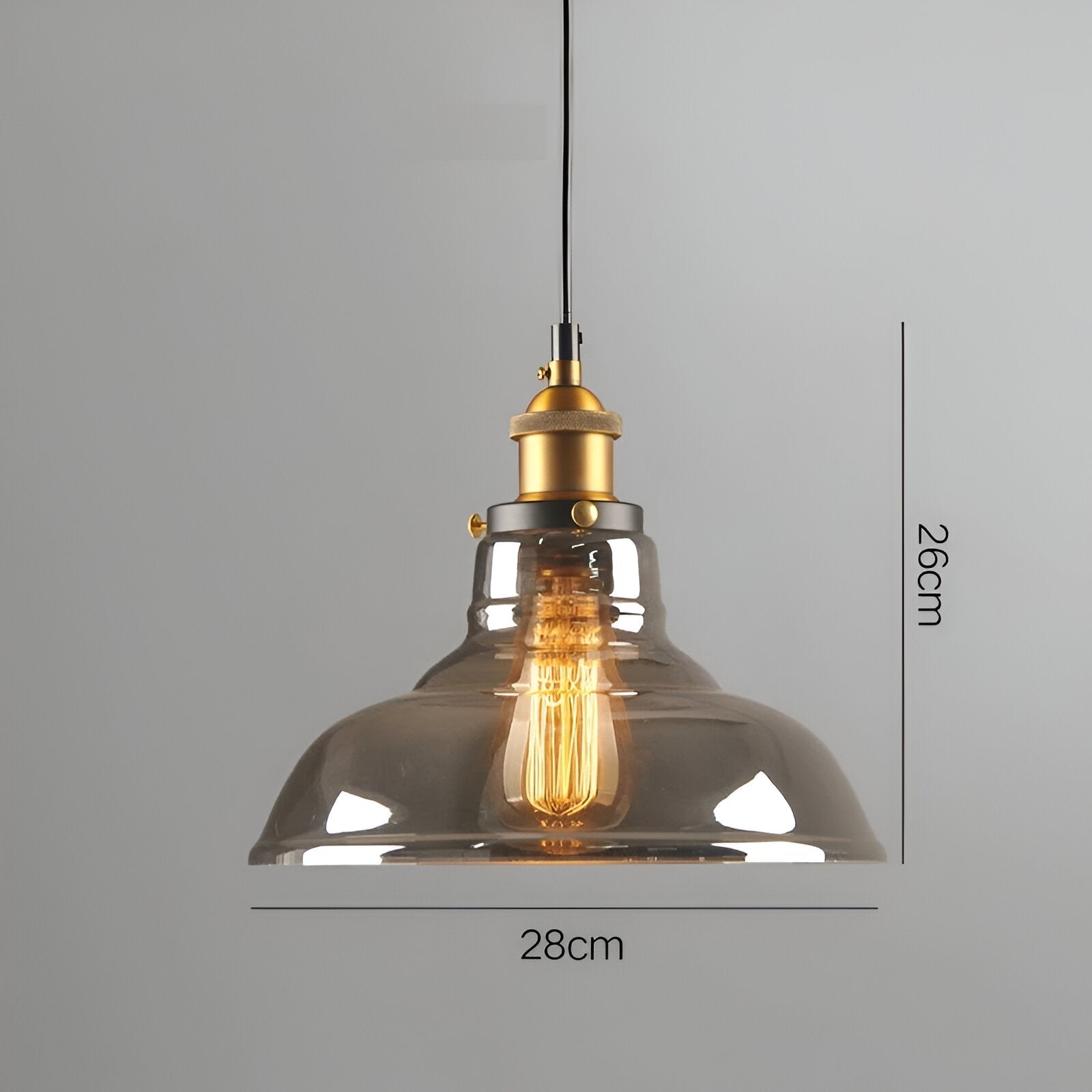 Lampa sufitowa vintage dymione szkło E27 industrialna