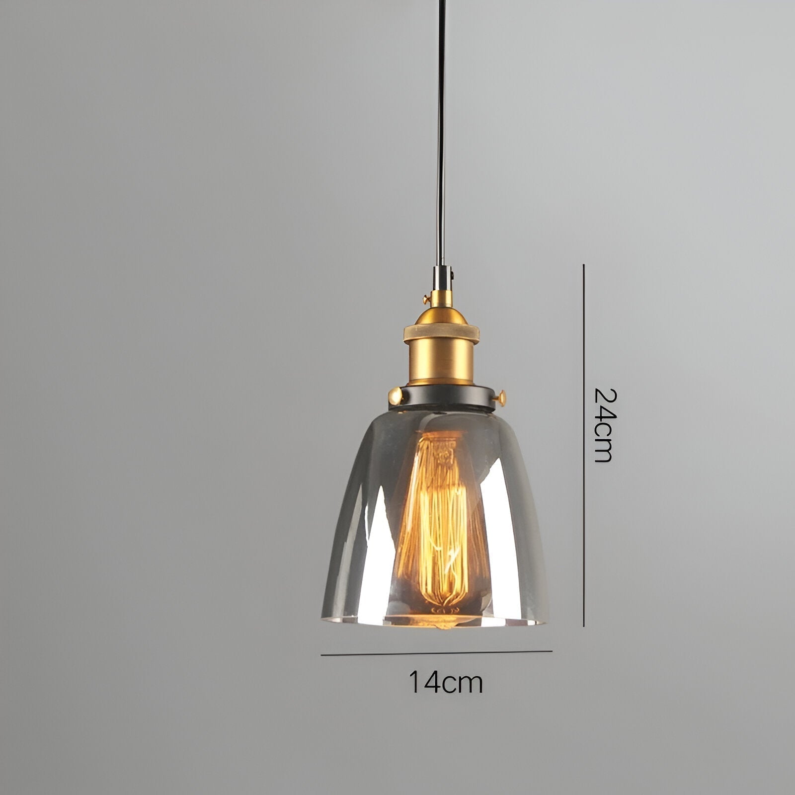 Lampa sufitowa vintage dymione szkło E27 industrialna