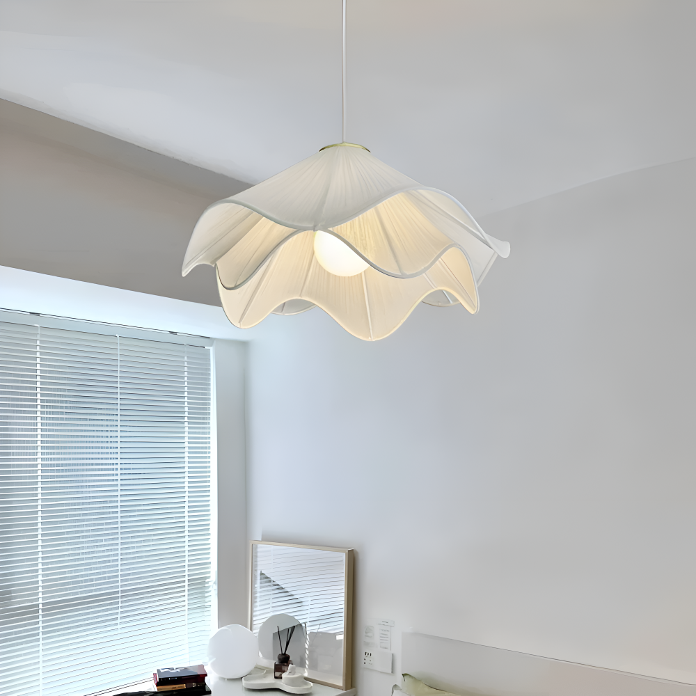 Lampa wisząca Japandi z tkaniny do salonu