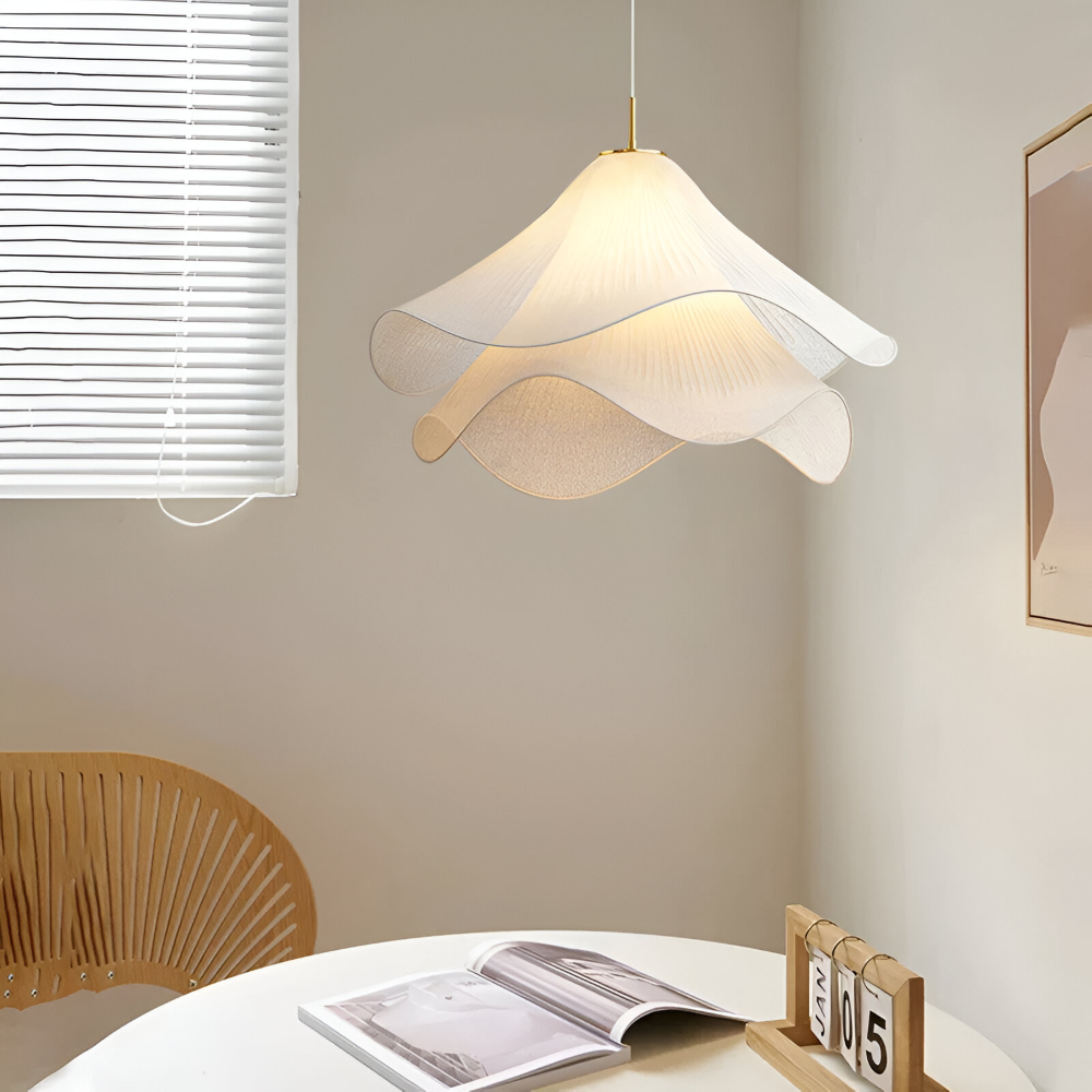 Lampa wisząca Japandi z tkaniny do salonu