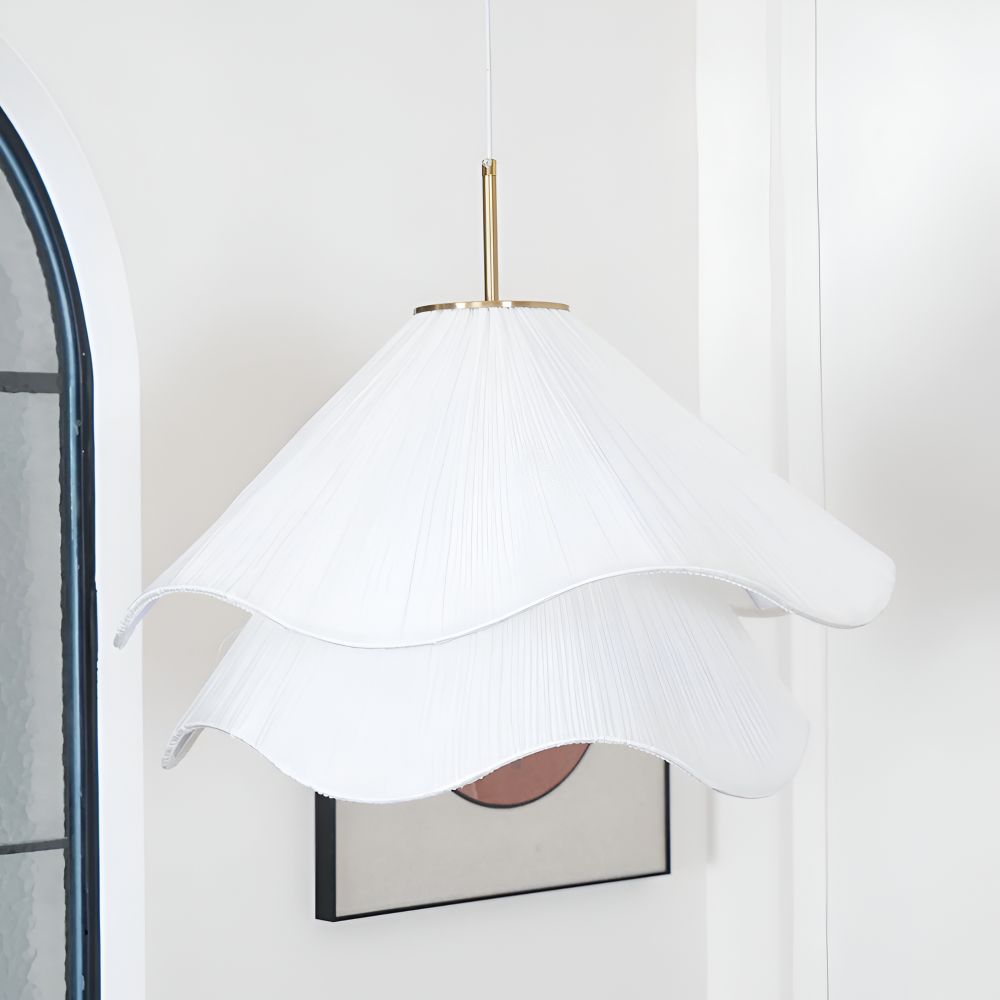 Lampa wisząca Japandi z tkaniny do salonu