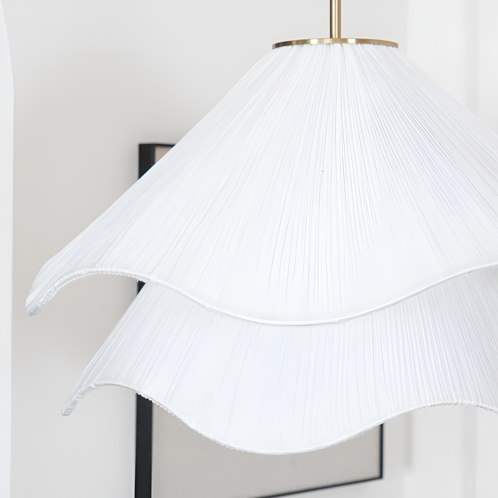 Lampa wisząca Japandi z tkaniny do salonu