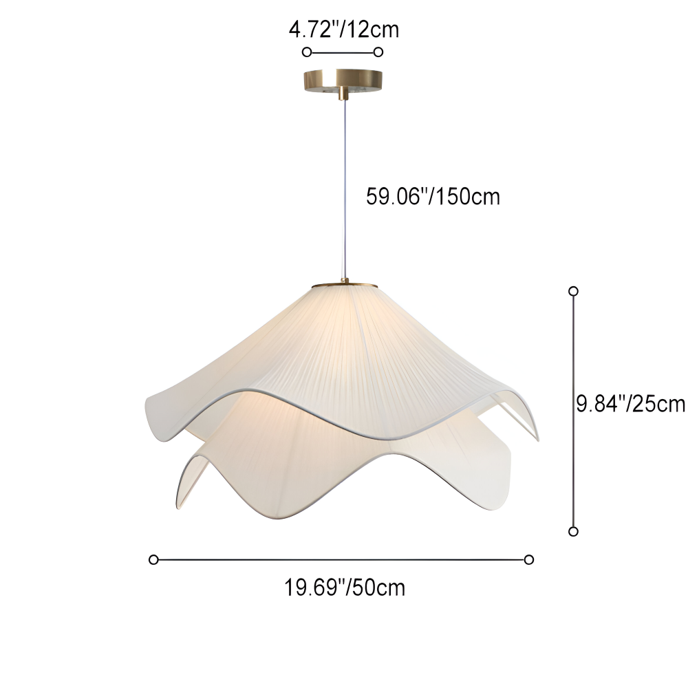 Lampa wisząca Japandi z tkaniny do salonu