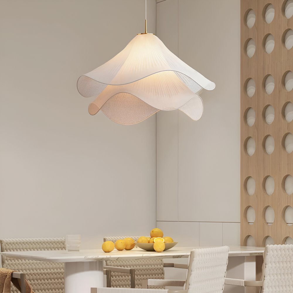 Lampa wisząca Japandi z tkaniny do salonu