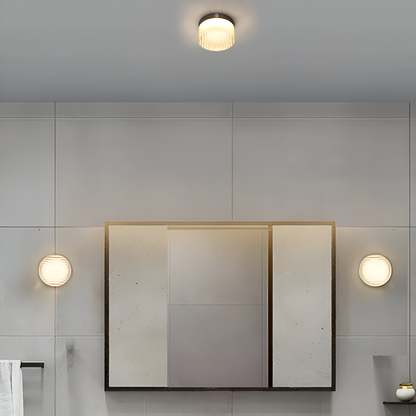Okrągła prążkowana lampa ścienna LED ze szkła