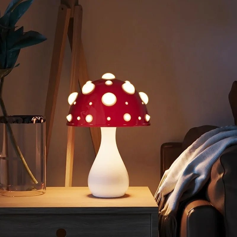 Ściemniana lampa stołowa LED grzybek do sypialni