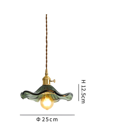 Lampa wisząca z kolorowego szkła z miedzianym akcentem