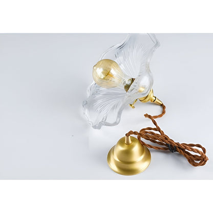 Lampa wisząca z kolorowego szkła z miedzianym akcentem