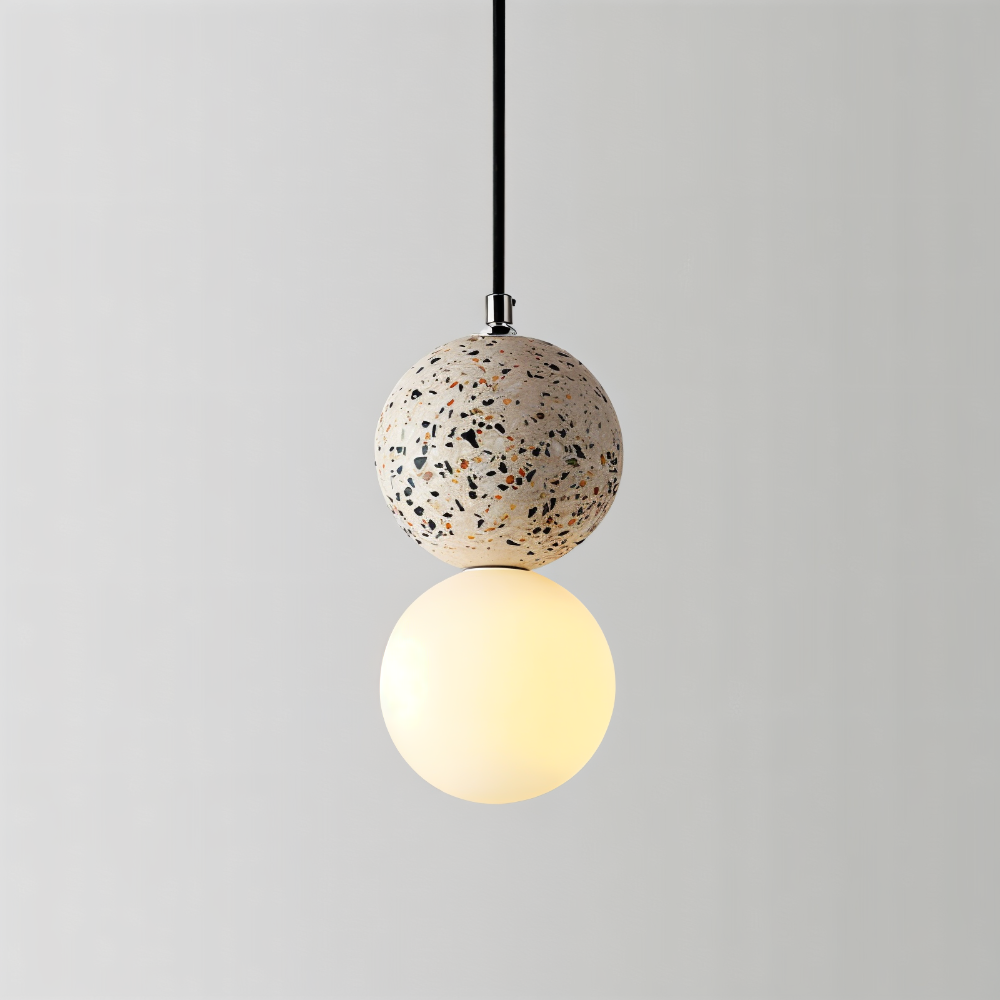 Lampa wisząca szklana rzeźbiona z metalem