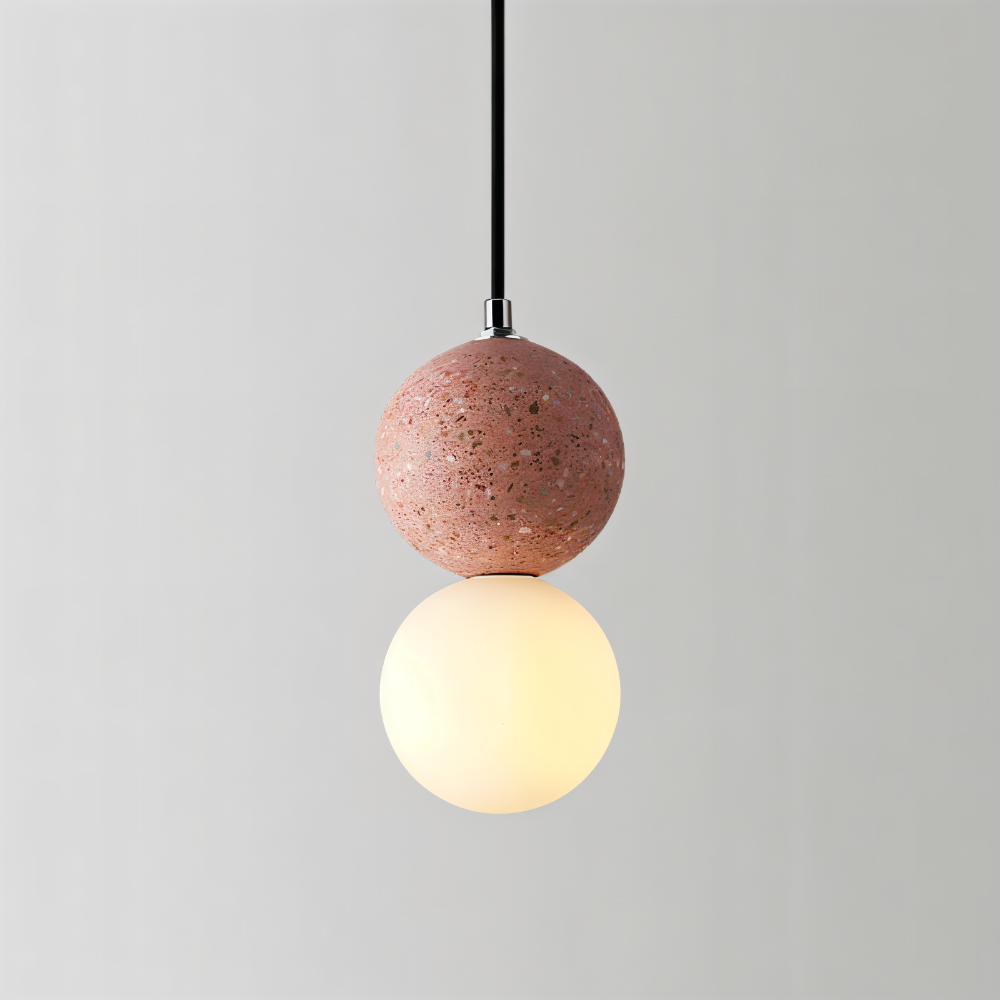 Lampa wisząca szklana rzeźbiona z metalem