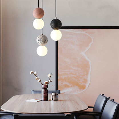 Lampa wisząca szklana rzeźbiona z metalem