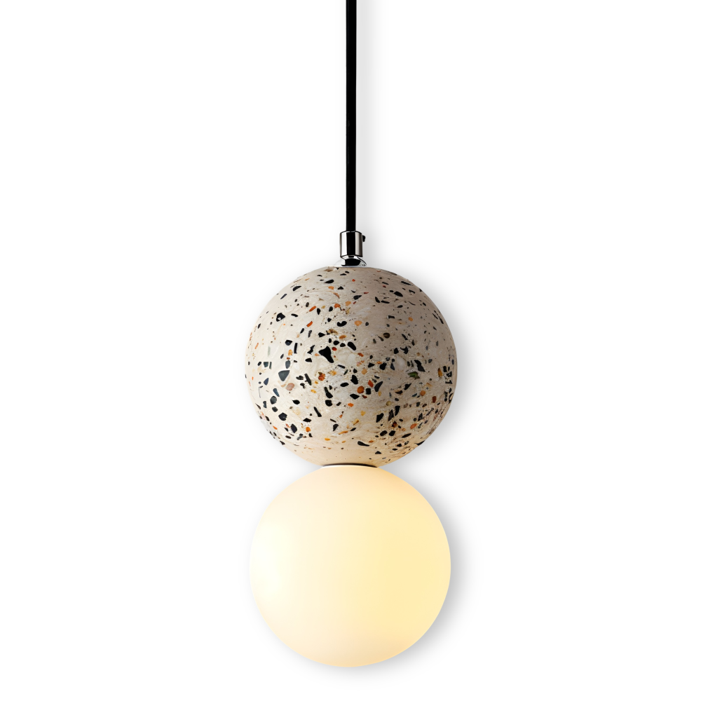 Lampa wisząca szklana rzeźbiona z metalem