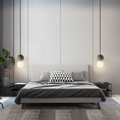Lampa wisząca szklana rzeźbiona z metalem