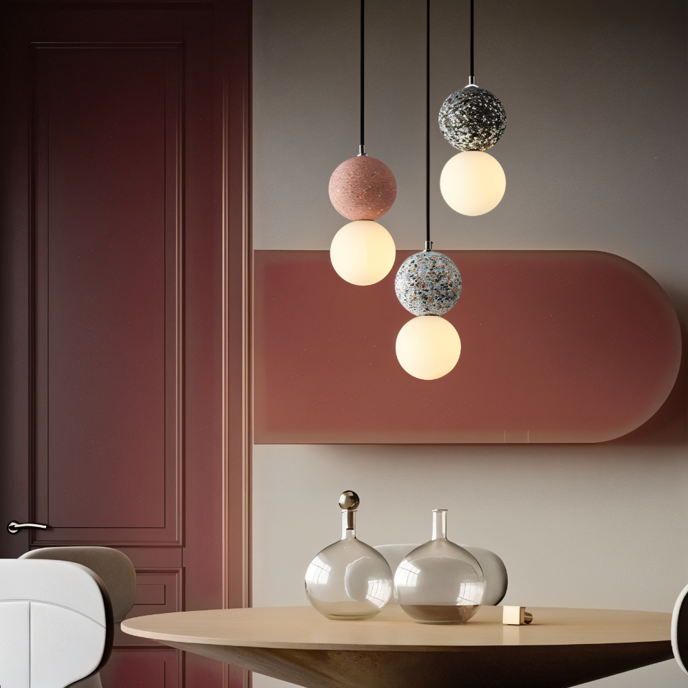 Lampa wisząca szklana rzeźbiona z metalem