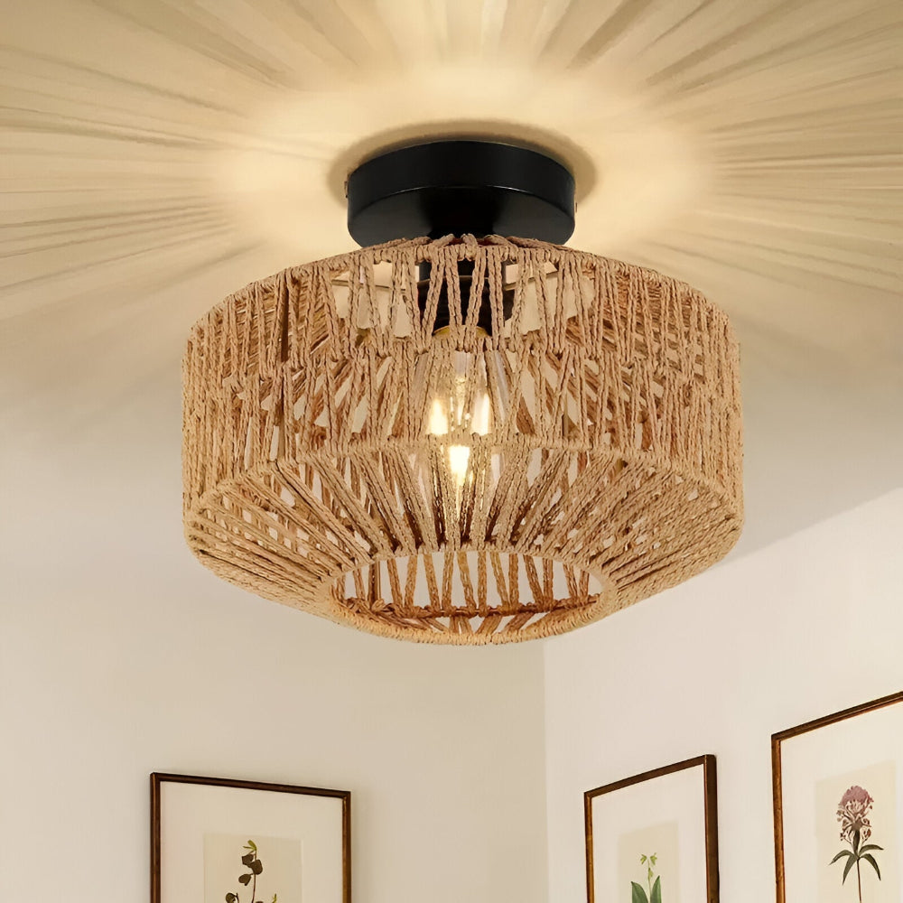 Rattanowa lampa sufitowa ręcznie pleciona boho