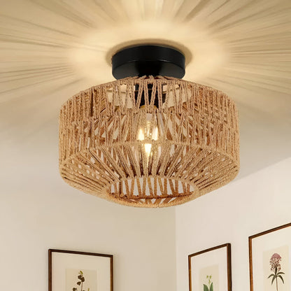 Rattanowa lampa sufitowa ręcznie pleciona boho