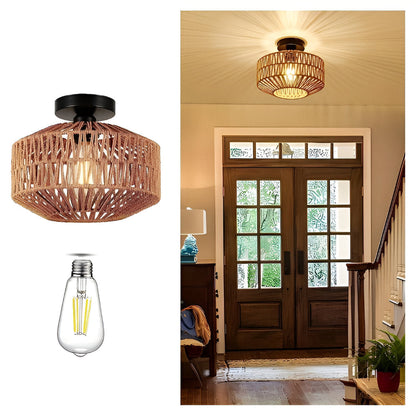 Rattanowa lampa sufitowa ręcznie pleciona boho