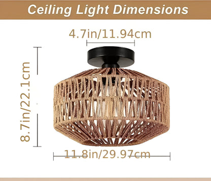 Rattanowa lampa sufitowa ręcznie pleciona boho