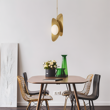 Lampa wisząca szklana perłowa z wykończeniem złotym