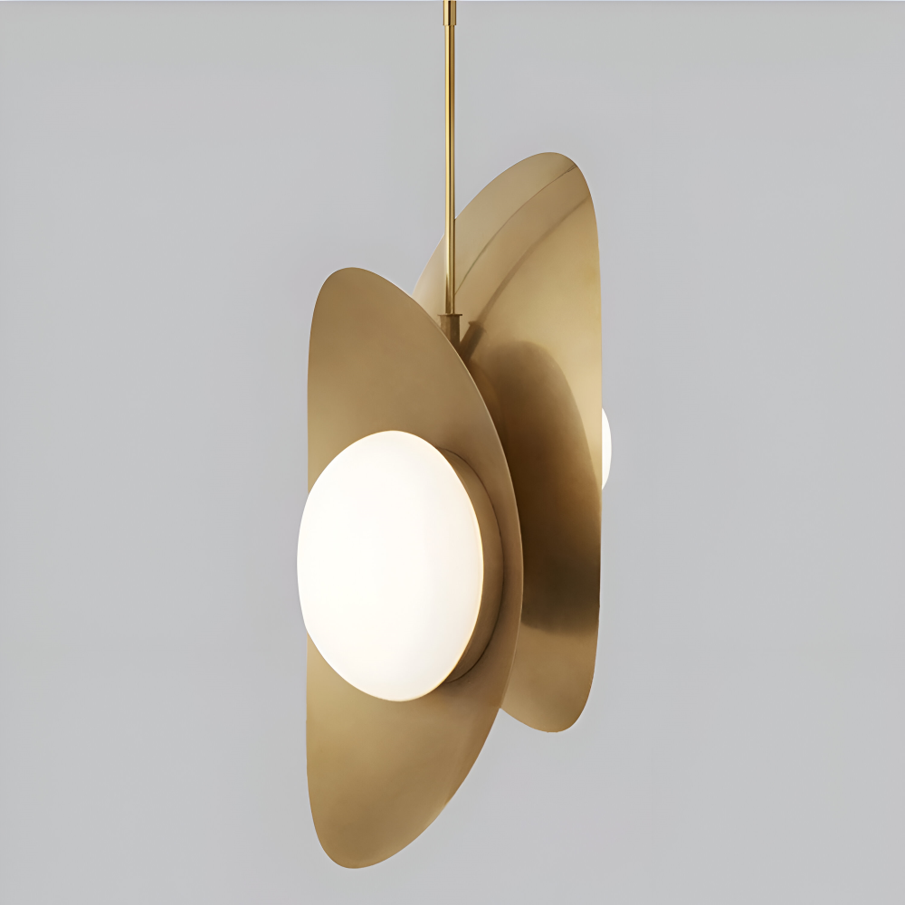 Lampa wisząca szklana perłowa z wykończeniem złotym