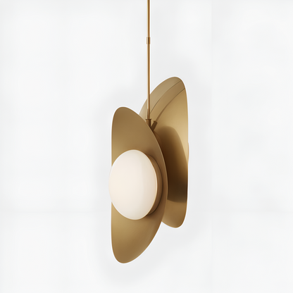 Lampa wisząca szklana perłowa z wykończeniem złotym