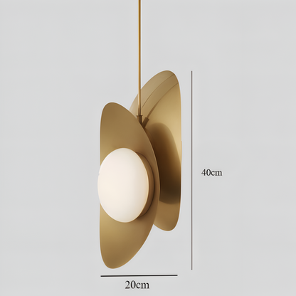 Lampa wisząca szklana perłowa z wykończeniem złotym