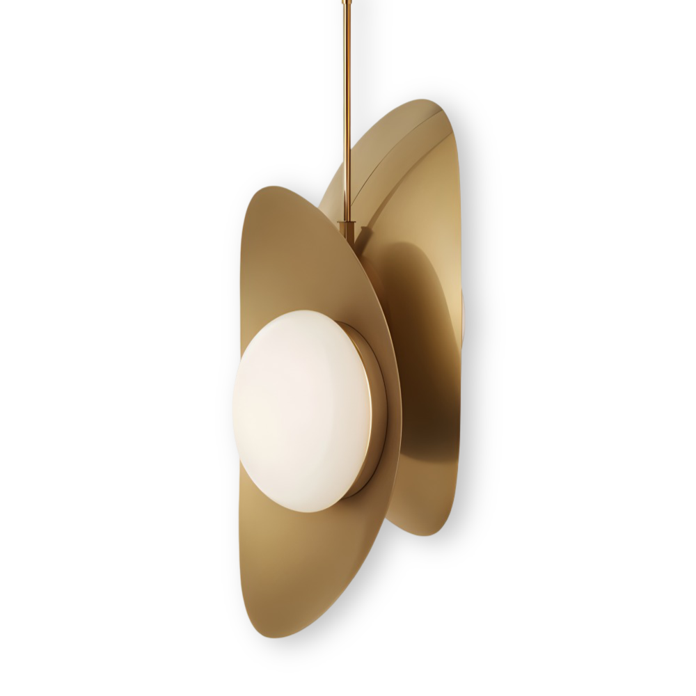 Lampa wisząca szklana perłowa z wykończeniem złotym