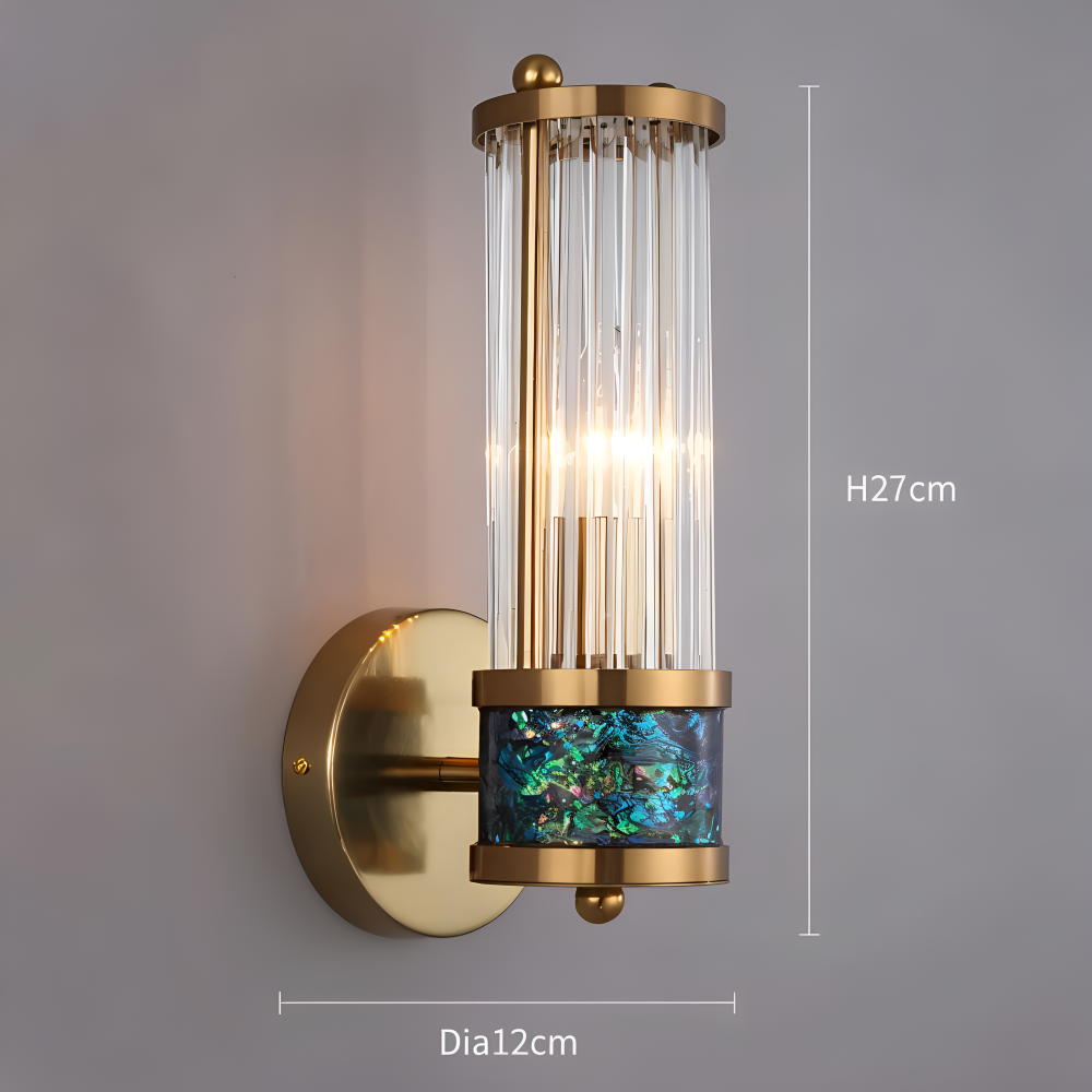 Złota lampa ścienna z kryształowym kloszem E14