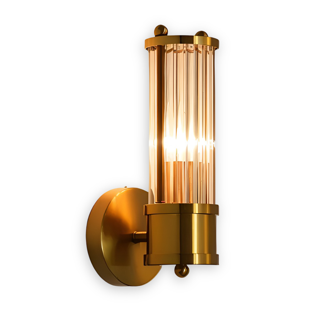 Złota lampa ścienna z kryształowym kloszem E14