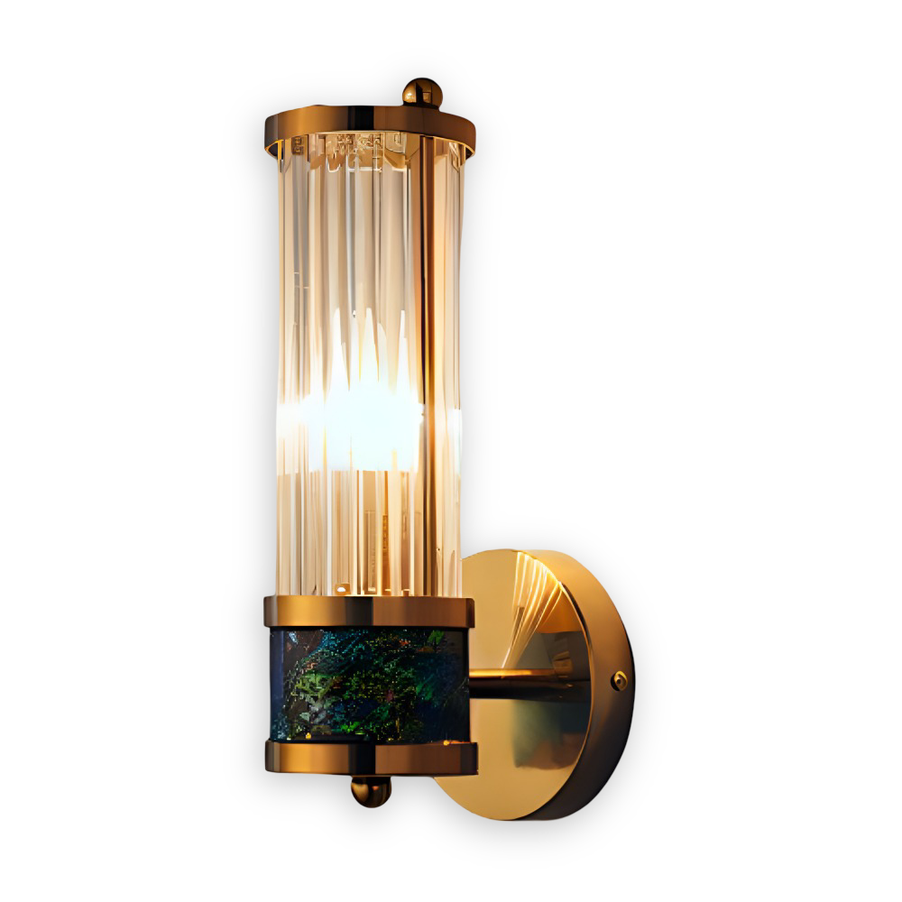 Złota lampa ścienna z kryształowym kloszem E14