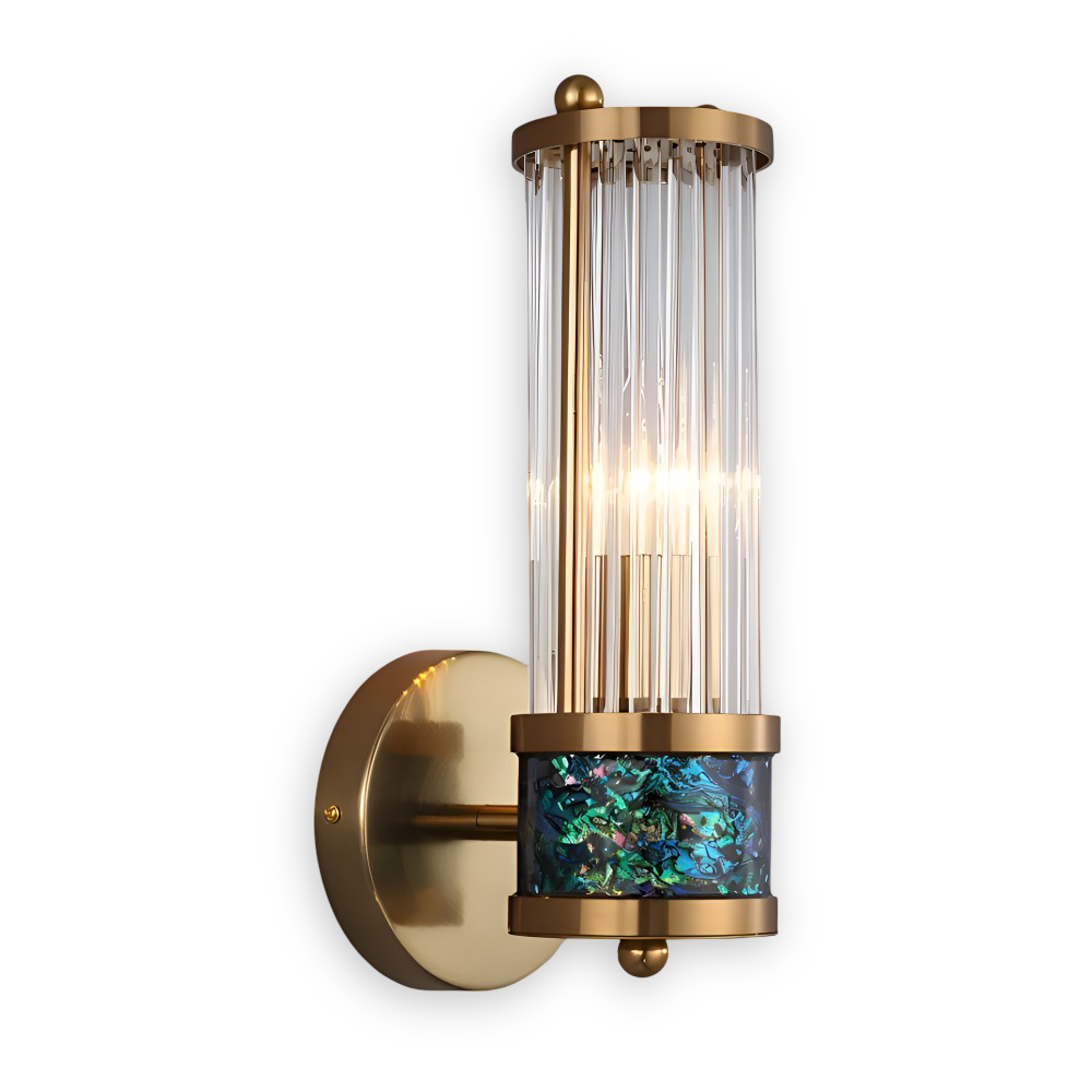 Złota lampa ścienna z kryształowym kloszem E14