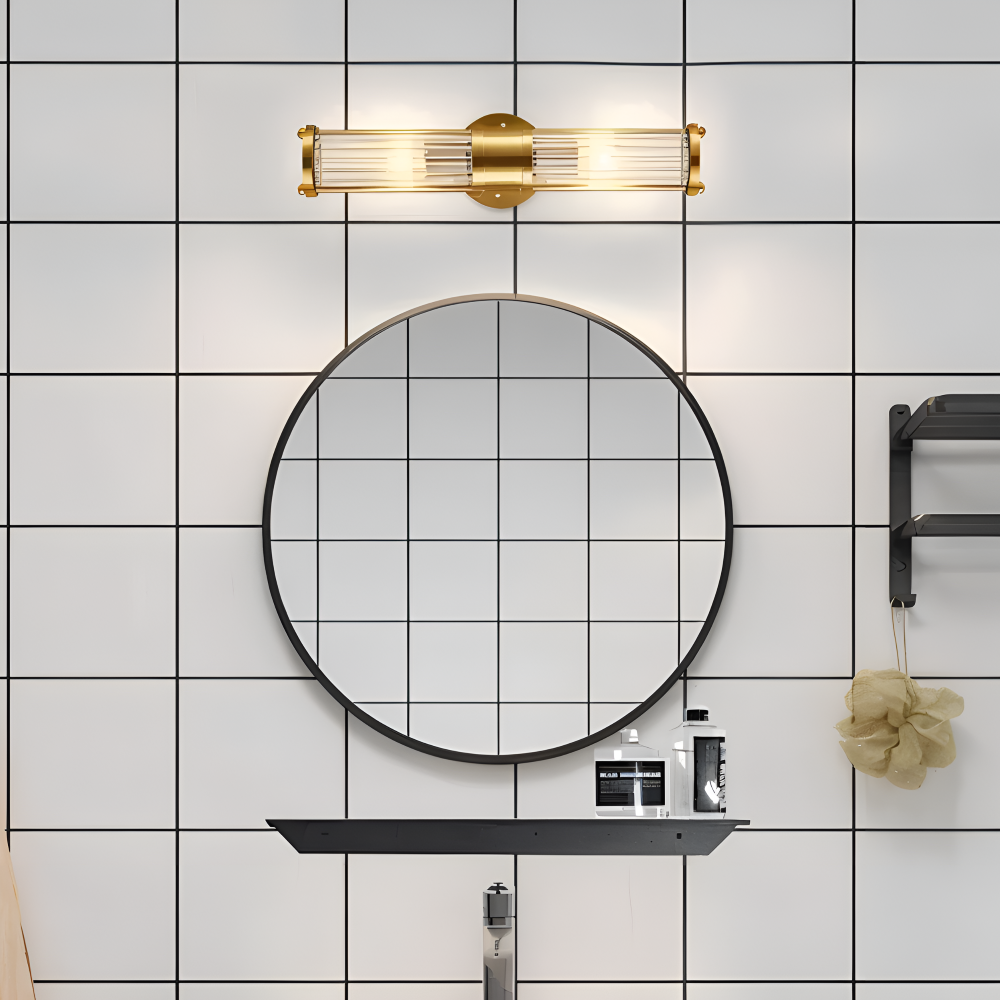 Złota lampa ścienna z kryształowym kloszem E14