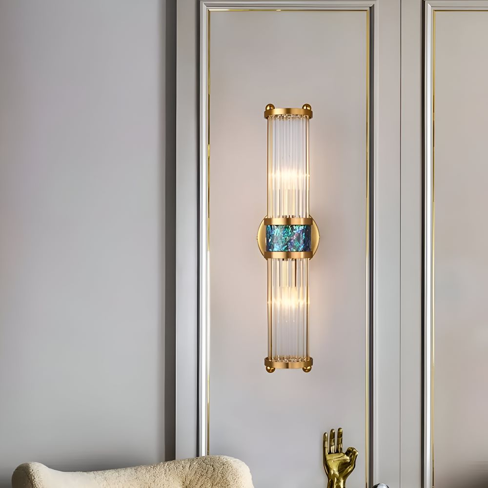 Złota lampa ścienna z kryształowym kloszem E14