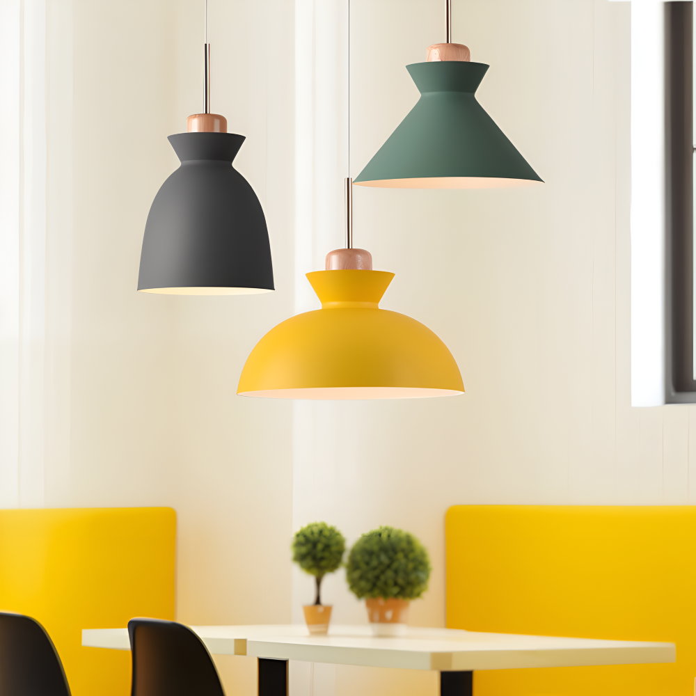 Kolorowa metalowa lampa wisząca do kuchni i jadalni
