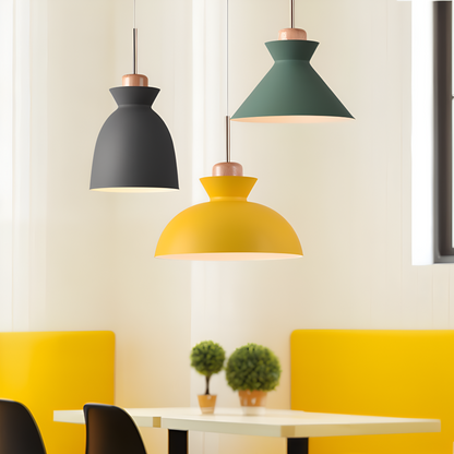 Kolorowa metalowa lampa wisząca do kuchni i jadalni