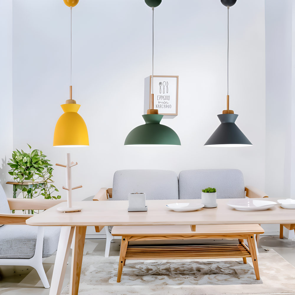 Kolorowa metalowa lampa wisząca do kuchni i jadalni