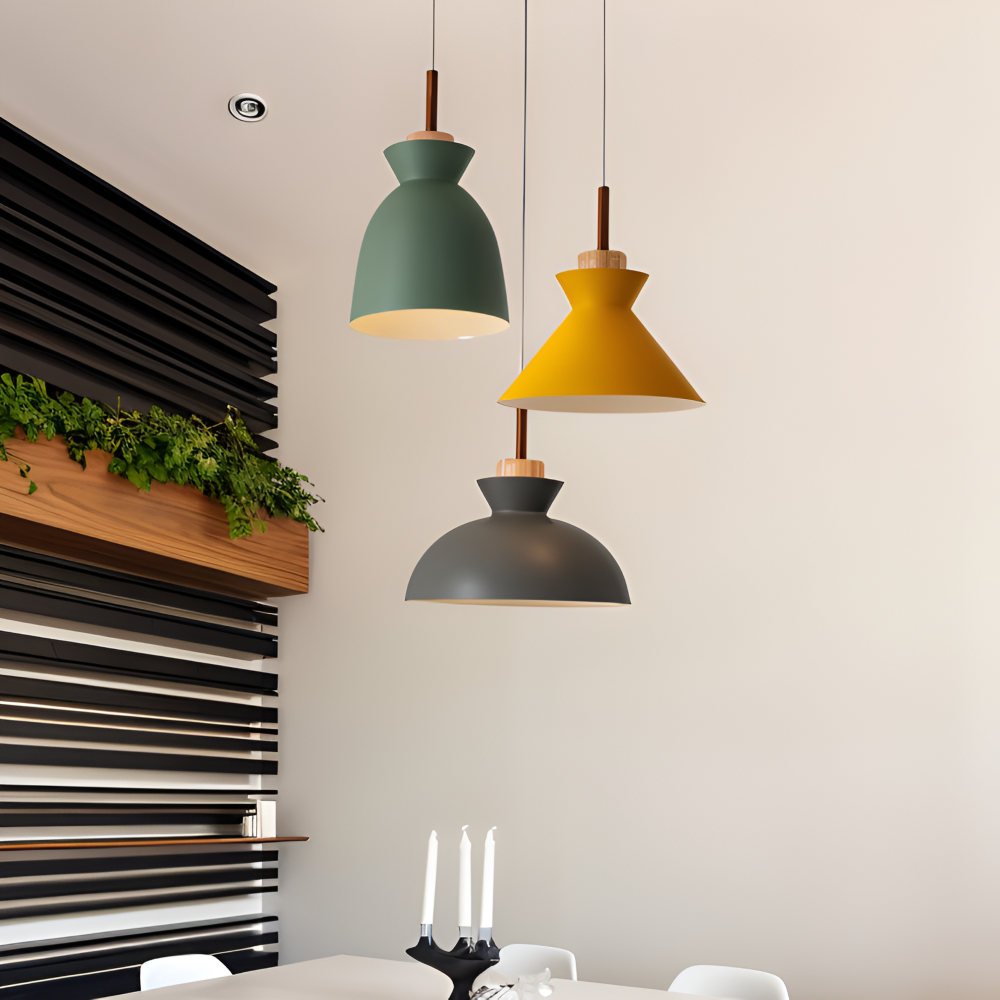 Kolorowa metalowa lampa wisząca do kuchni i jadalni