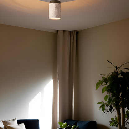 Trawertynowa lampa sufitowa punktowa z drewnem
