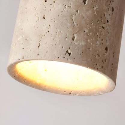 Trawertynowa lampa sufitowa punktowa z drewnem