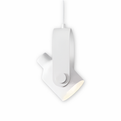 Lampa wisząca metalowa regulowana z detalem drewnianym
