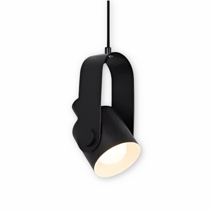 Lampa wisząca metalowa regulowana z detalem drewnianym