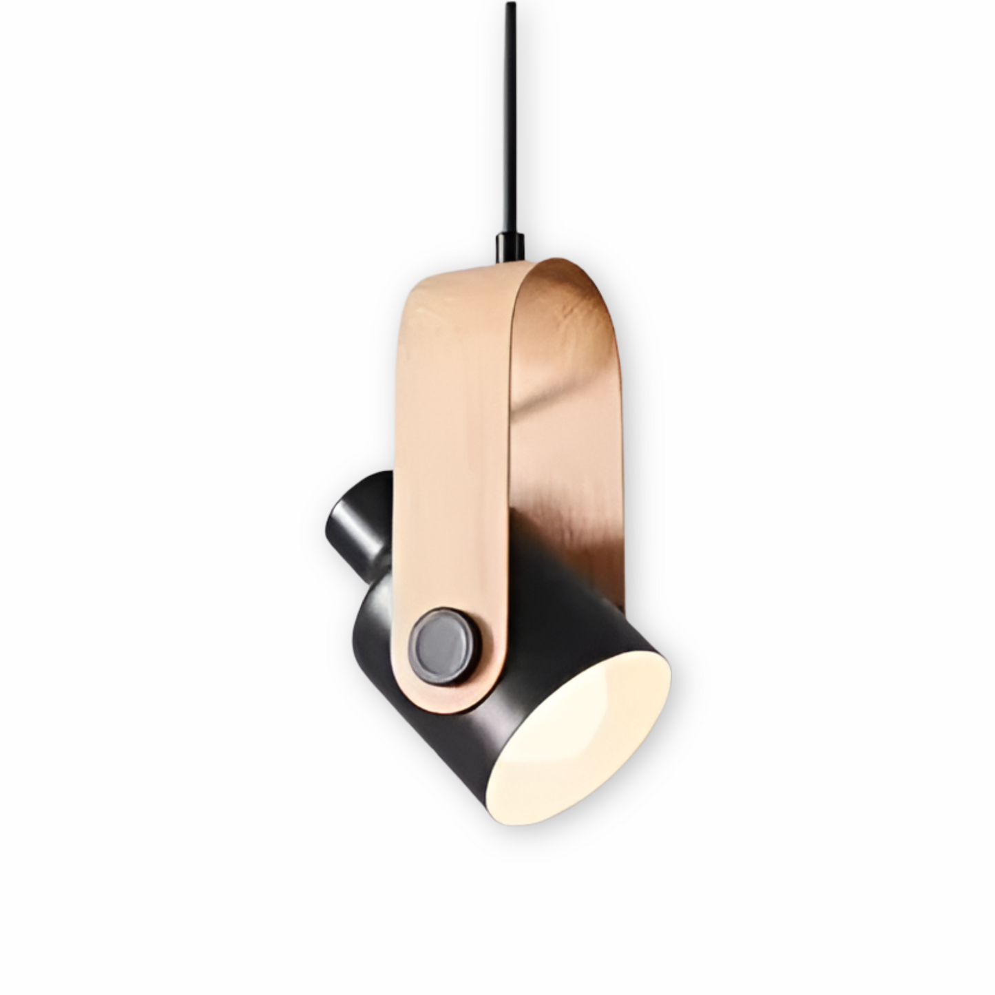 Lampa wisząca metalowa regulowana z detalem drewnianym