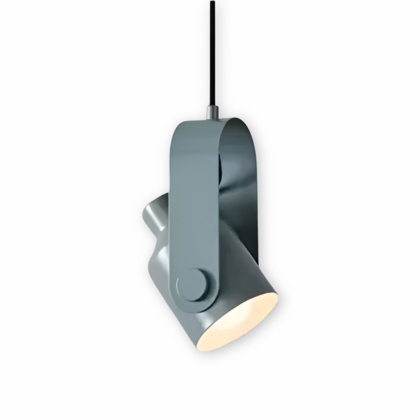 Lampa wisząca metalowa regulowana z detalem drewnianym